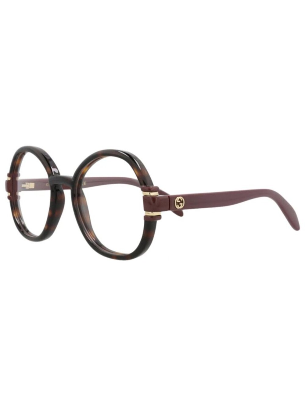 New Gucci Women's Eyeglasses Round Oval Injection Frame Havana Brown Transparent